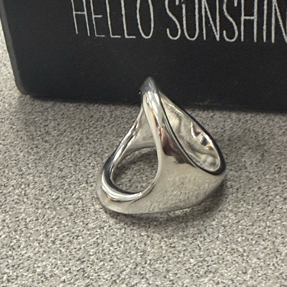 💍Sterling silver-plated ring with large central oval - Picture 6 of 7